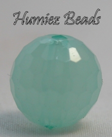 02224 Acryl kraal imitatie jade facet rond Light Cyan (1) 12mmx10mm 14 stuks