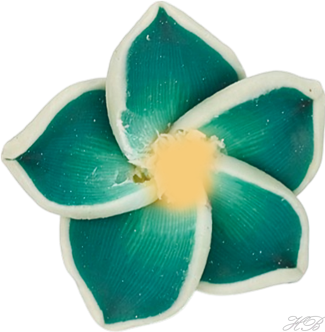 05412 Fimokraal Bloem Sea green   15x8mm; gat 2mm 5 stuks