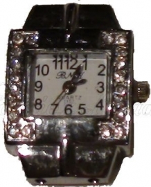 00532 Horloge bling Metaalkleurig/Chrystal  1 stuks
