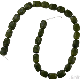 05119 Natuursteen streng (±30cm) Gemstone Groen 14x9mm; gat 1mm 1 streng