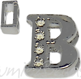 04237 Schuifkraal Letter B Metaalkleurig (Nikkelvrij) 9mmx8mm; gat 6,5mmx3,5mm 1 stuks