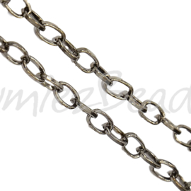 J-0018 Gliederkette Gunmetal (Nickelfrei) 6,9mmx3,8mmx0,9mm 1 meter