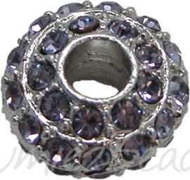 00593 Rondel Rhinestone Metaalkleurig / Lilac 8mmx16mm