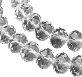 00224 Imitatie swarovski streng (±25cm) Transparant 12mmx8mm 1 streng