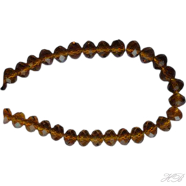 05457 Glaskraal streng (±17cm) rondel (±170pcs) Mokka 1x2mm; gat 0,5mm 1 streng