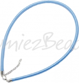 Silk-5009 Ketting Zijde koord Blauw ±45cm (Zonder verlengketting) 1 stuks