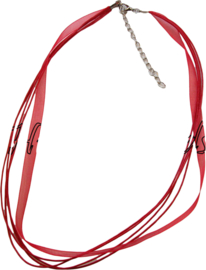 OL-0015 Organzalint met waxkoord Rood 1 ketting