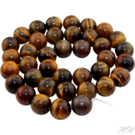 04364 Natuursteen streng (±38cm) Tiger eye Bruin 10mm; gat 1mm 1 streng