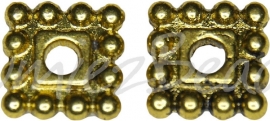 03754 Spacer daisy vierkant Antiek goud (Nikkelvrij) 7mmx7mmx2mm; gat 2mm 12 stuks