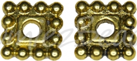 03754 Abstandhalter daisy vierkant Antikgold (Nickelfrei) 7mmx7mmx2mm; loch 2mm 12 stück