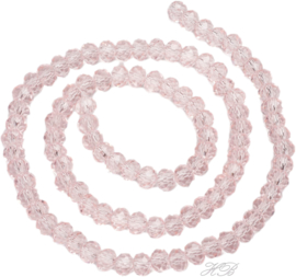 02697 Glaskraal imitatie swarovski streng ±40cm Pink 4x6mm; gat 1mm 1 streng