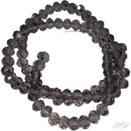 05662 Glaskraal imitatie Swarovski streng (±40cm) Rondel facet Greige   4x6mm; gat 1mm 1 streng