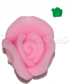 01806 Fimo kraal roosje Roze 10mmx6mm 6 stuks