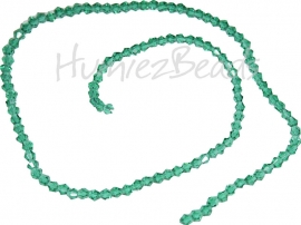 04001 Glaskraal imitatie swarovski Bicone streng ±40cm Emerald 4mm  1 streng