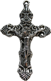 01807 Bedel kruis Jezus Antiek zilver (Nikkelvrij) 55mmx33mm 1 stuks