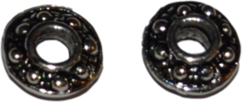 03056 Spacer Ufo Antiek zilver 8mmx3mm; gat 3mm 12 stuks