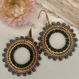 DIY-0007 DIY kit ronde oorbellen Brons en goud  1 set
