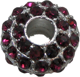 01860 Rondel Rhinestone Metaalkleurig / Paars 8mmx16mm