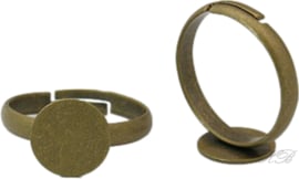 03790 Ring Plaksteen Antiek brons (nikkelvrij) 19mm; tray 10mm 1 stuks