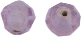 00015 Glasperlen Facet geslepen met witte kern Transparent Pink 8mmx9mm; loch 1mm  4 Stück