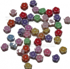 00295 Acrylkraal bloemetje Mix color 6mmx3,5mm 5 gram