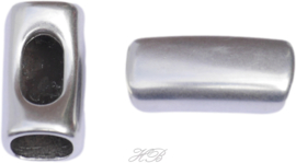 00832 Leerschuiver  Metaalkleurig DQ 29x14mm; gat 10x6mm 1 stuks