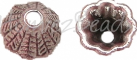 02903 Kralenkap hoog Antiek zilver (Nikkelvrij) 5mmx8mm 15 stuks