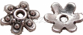 01626 Kralenkap 6-puntig Antiek zilver (Nikkelvrij) 2,5mmx9mm 15 stuks
