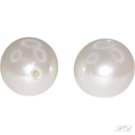 05316 Acrylkraal imitatie parel Wit  16mm; gat 2mm 8 stuks