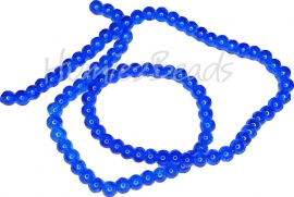 02046 Glaskraal crackle streng ±40cm Blauw 4mm; gat 0,5mm 1 streng