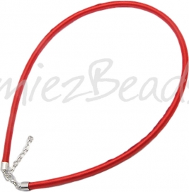 Silk-5007 Seidenkordel Halskette Rot ±45cm (ohne verlängerungskette) 1 stück