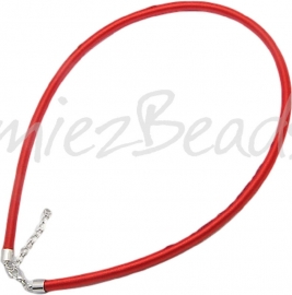 Silk-5007 Ketting Zijde koord Rood ±45cm (Zonder verlengketting) 1 stuks