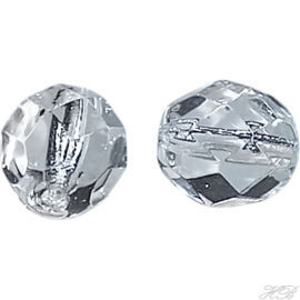 05262 Glaskraal Facet (in potje) Chrystal   8mm; gat 1mm ±25 stuks