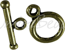 03814 Kapittelslot bol Antiek brons (Nikkelvrij) 14mmx10mm; staafje 16mm; gat 2mm 11 stuks