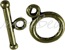 03814 Knebelverschluss bol Antikbronze (Nickelfrei) 14mmx10mm; staafje 16mm; loch 2mm 11 stück