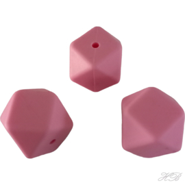 02995 Siliconenkraal Hexagon Roze 17mm; gat 2mm 3 stuks