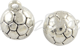 03201 Bedel 3d voetbal Antiek zilver (nikkelvrij) 14mmx11mm; gat 2mm 3 stuks