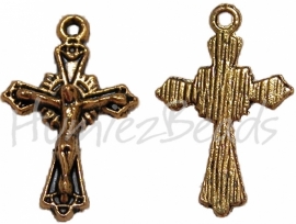 01039 Bedel kruis Antiek goud (Nikkel vrij) 23mmx15mm 6 stuks