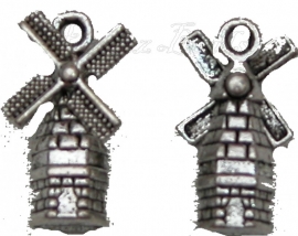 00805 Bedel molen met bewegende wieken 3d Antiek zilver 17mmx5mmx9mm 3 stuks