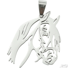 05831 Bedel Hoofd paard Metaalkleurig 201 stainless steel  38x27,5x1,5mm, gat 8x4mm 1 stuks