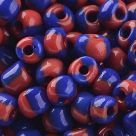 04985 Rocaille Opaque Rood/blauw 6/0 ±10 gram