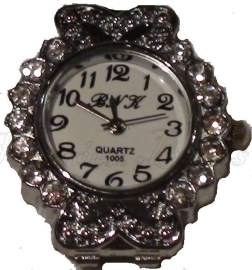 01912 Horloge bling Metaalkleurig/Chrystal  1 stuks