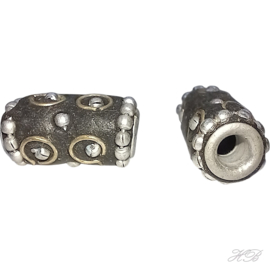 05293 Indonesische kraal  Zwart  20x10mm; gat 4mm 1 stuks