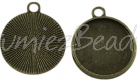 02102 Hanger cabochon setting Antiek brons (Nikkelvrij) 22mmx19mmx1,5mm; binnenzijde 16mm 1 stuks