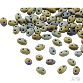 02192 Duo-bead (Tsjechisch) Gray plated   5x3,5x3mm; gat 0,5mm ±5 gram