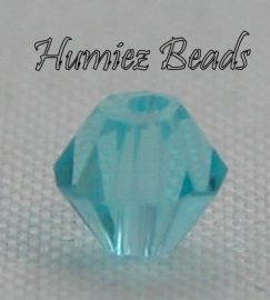 02339 Glaskraal Imitatie Swarovski 5301 bicone Aquamarine 4mm 12 stuks