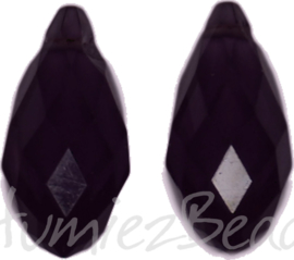 04348 Glaskraal druppel Amethyst 10mmx20mm; gat 1mm 2 stuks