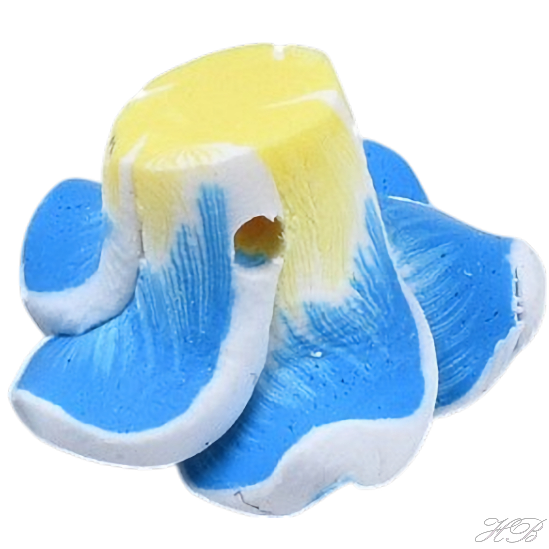 05409 Fimokraal Bloem Dodger blue   15x8mm; gat 2mm 5 stuks