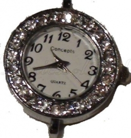 01108 Horloge bling Metaalkleurig/Chrystal  1 stuks