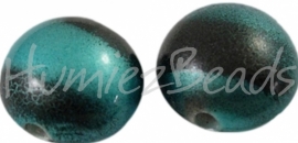 00488 Acryl perle lentil Blau-Schwarz 12mmx8mm; loch 2mm 11 stück